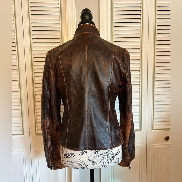 Macy’s Leather Moto style coat - Picture 3 of 8